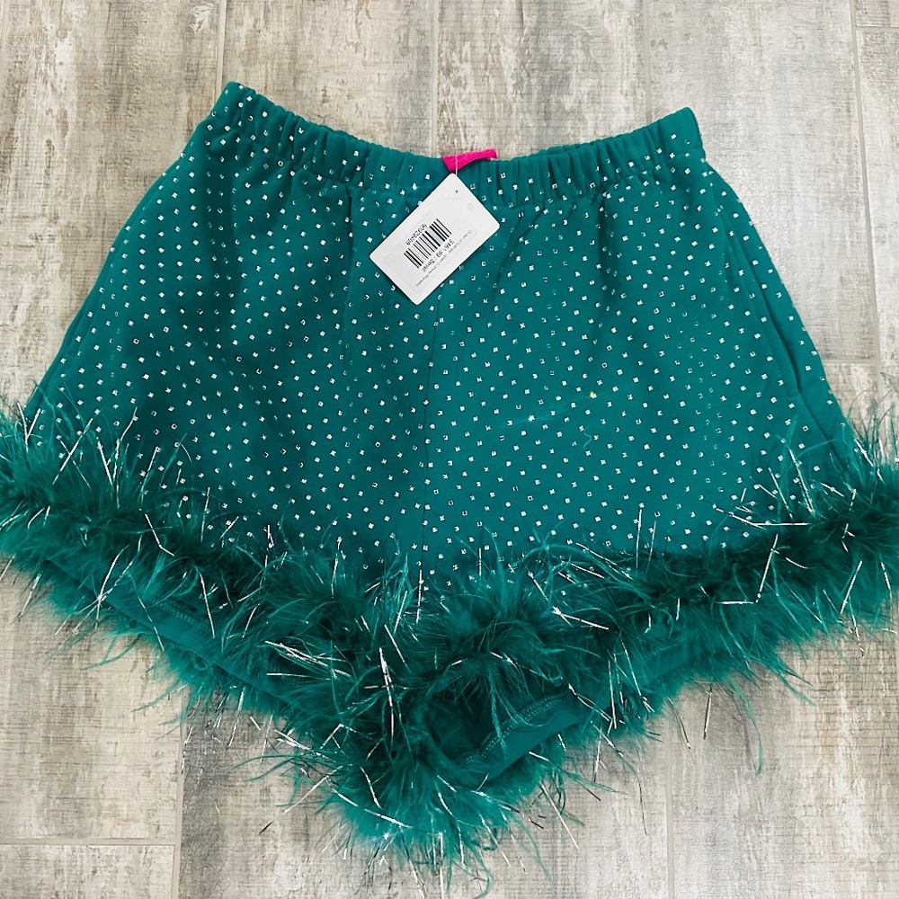 Queen of Sparkles Green Rhinestone Shorts